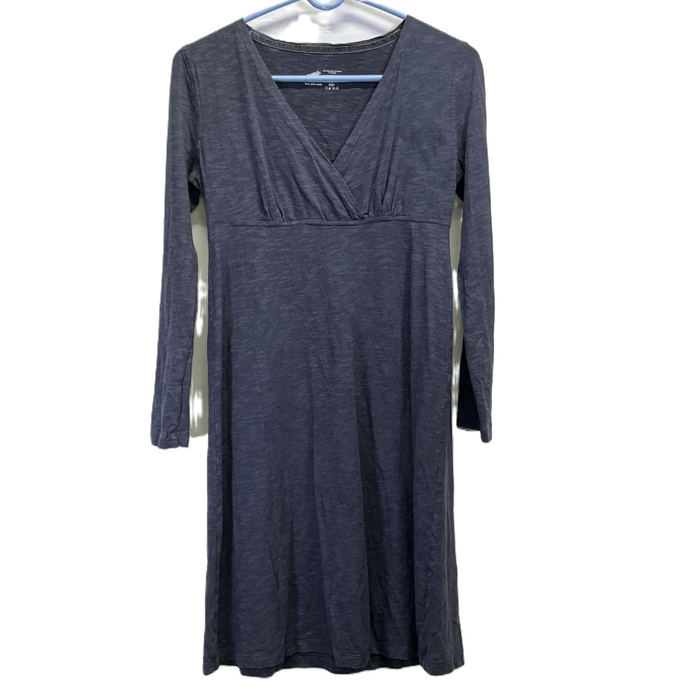 Horny Toad Dark Gray Womens Long Sleeve Cotton/Tencel Dress V-Neck Small